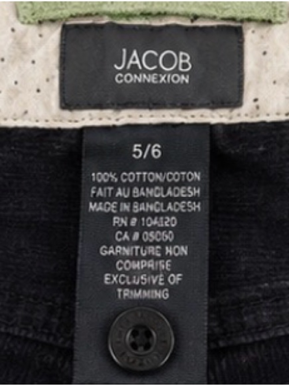 Jacob Connexion Black Corduroy Bootcut Pants Size 5/6 - Picture 2 of 5